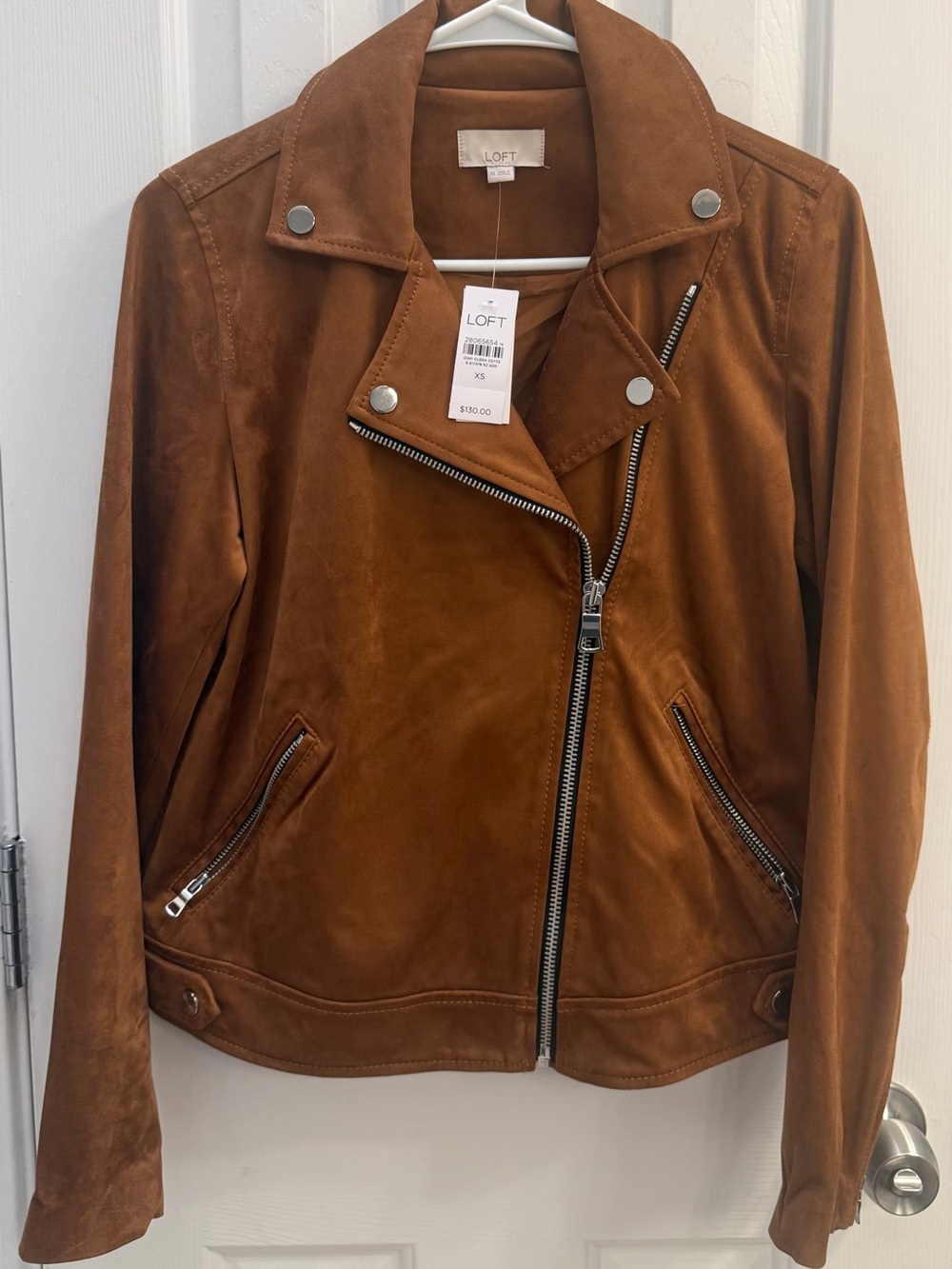 LOFT Suede Moto Jacket - Chestnut